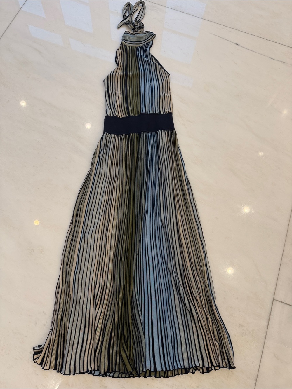 NEW RAMY BROOK Striped Marina Ombre knit Halter Maxi Dress $645